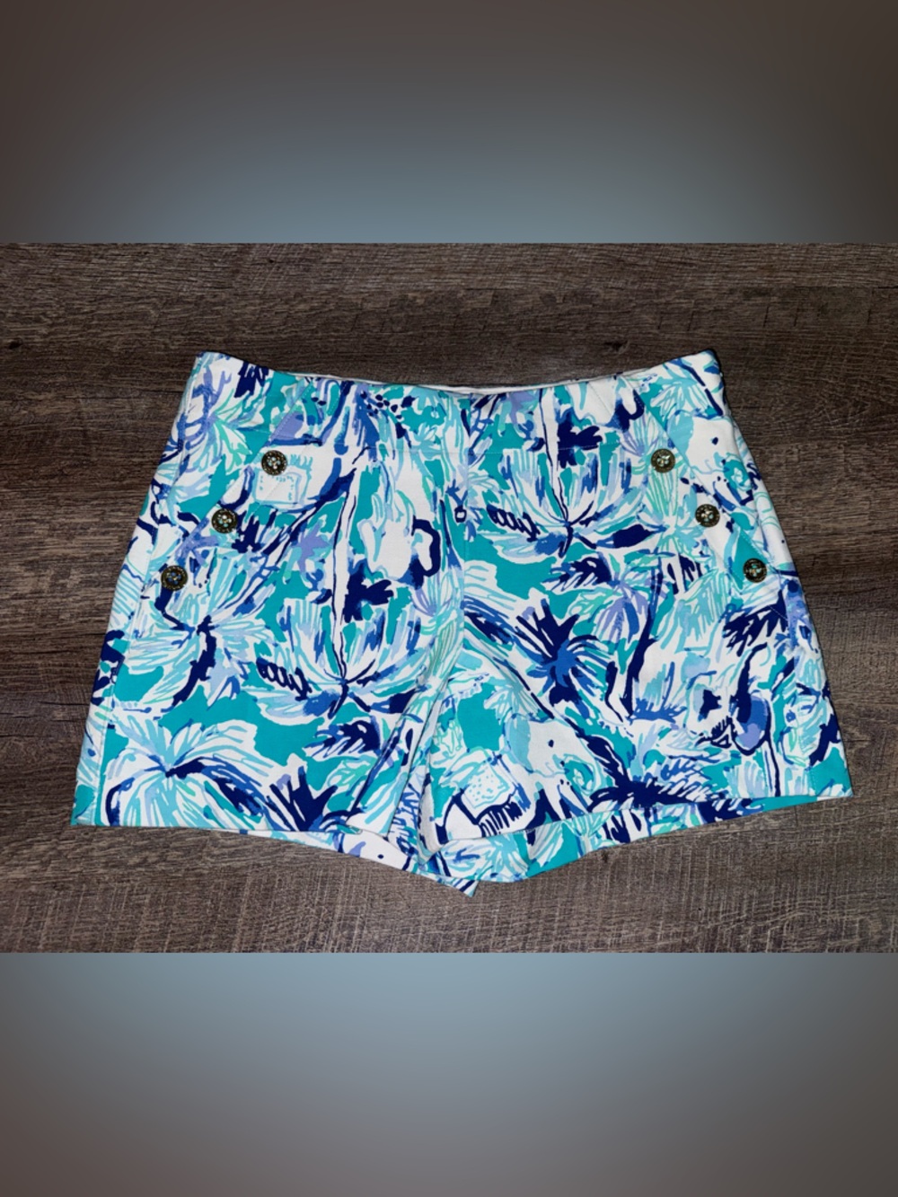 Lilly Pulitzer Blue & Turquoise Floral Sailor Bermuda Shorts